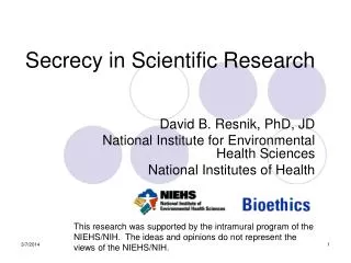 Secrecy in Scientific Research