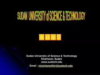 SUDAN UNIVERSITY of SCIENCE &amp; TECHNOLOGY