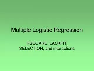 Multiple Logistic Regression
