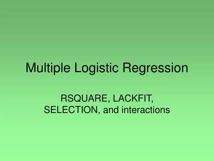 multiple logistic regression