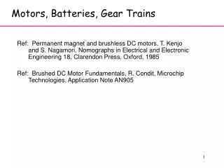 Motors, Batteries, Gear Trains