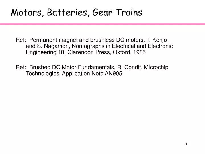 motors batteries gear trains