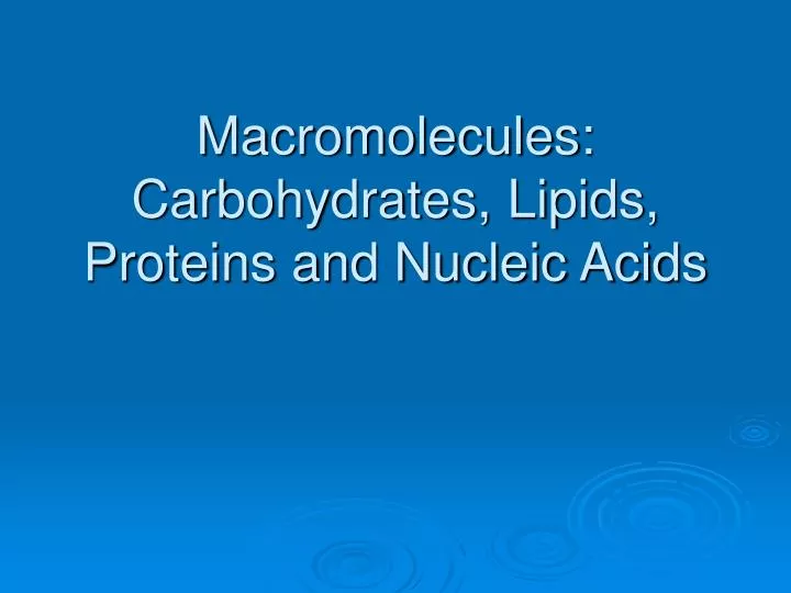 macromolecules carbohydrates lipids proteins and nucleic acids