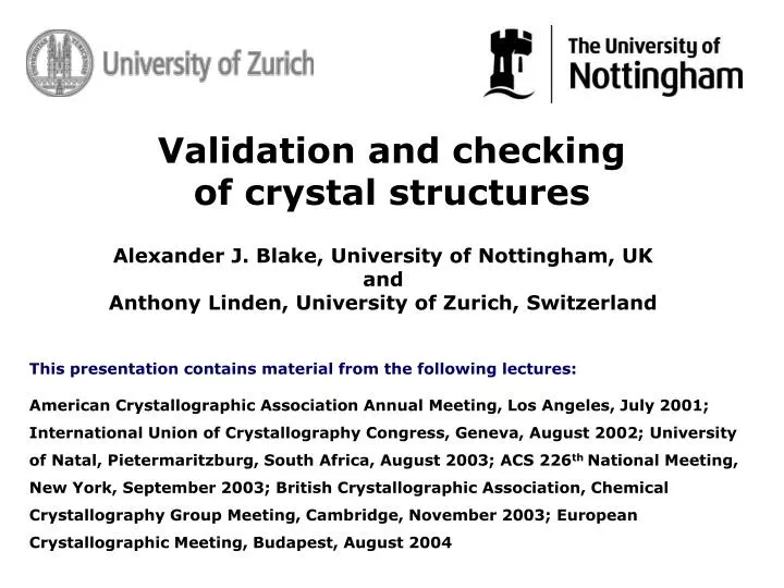 validation and checking of crystal structures