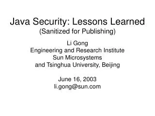 Java Security: Lessons Learned (Sanitized for Publishing)