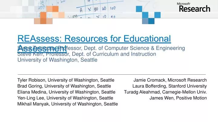 reassess resources for educational assessment