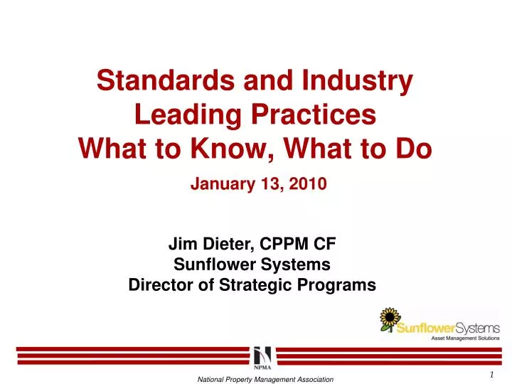 standards and industry leading practices what to know what to do january 13 2010