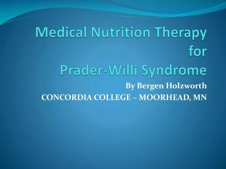 medical nutrition therapy for prader willi syndrome