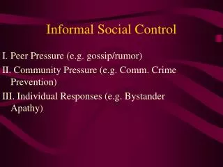 Informal Social Control