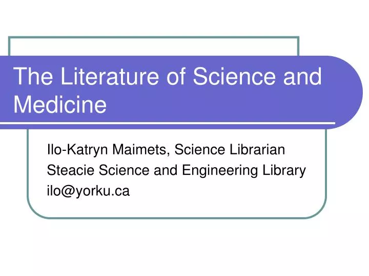the literature of science and medicine