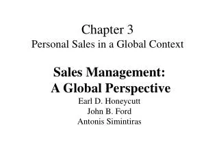 Chapter 3 Personal Sales in a Global Context