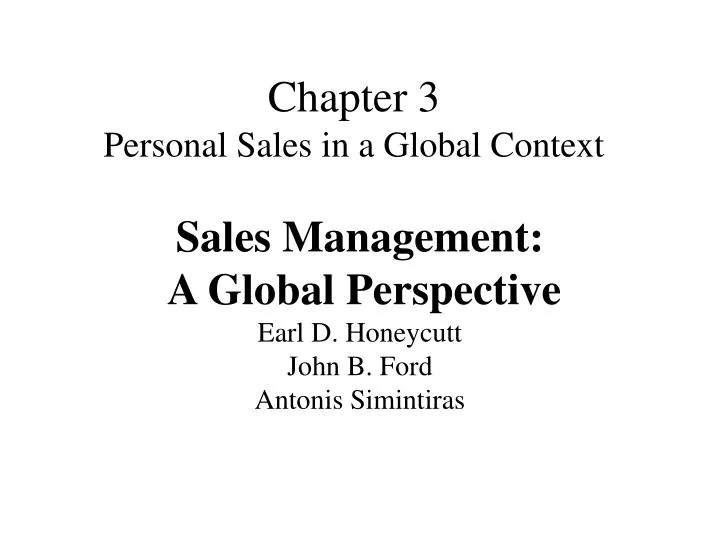 chapter 3 personal sales in a global context