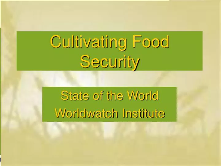 cultivating food security