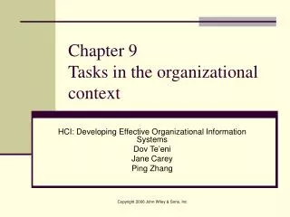 Chapter 9 Tasks in the organizational context