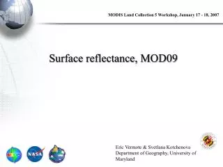 Surface reflectance, MOD09