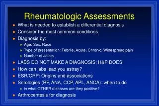 Rheumatologic Assessments