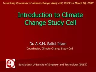 Introduction to Climate Change Study Cell