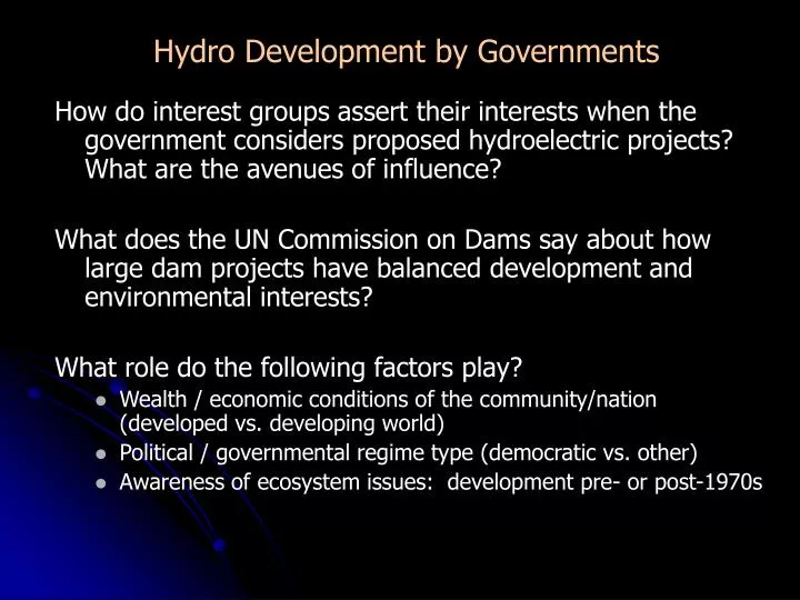 hydro development by governments