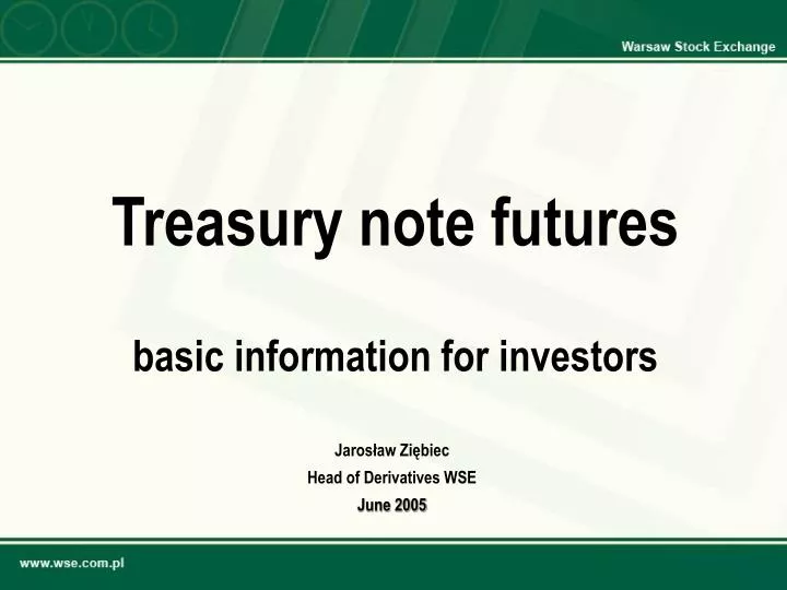 treasury note futures basic information for investors