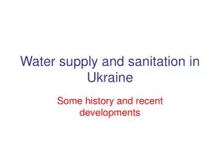 Water supply and sanitation in Ukraine