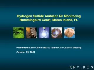Hydrogen Sulfide Ambient Air Monitoring Hummingbird Court, Marco Island, FL