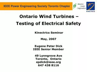 IEEE Power Engineering Society Toronto Chapter