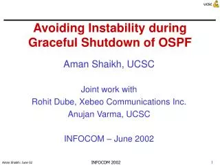 Avoiding Instability during Graceful Shutdown of OSPF