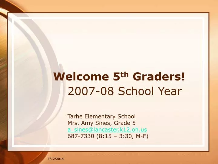 welcome 5 th graders