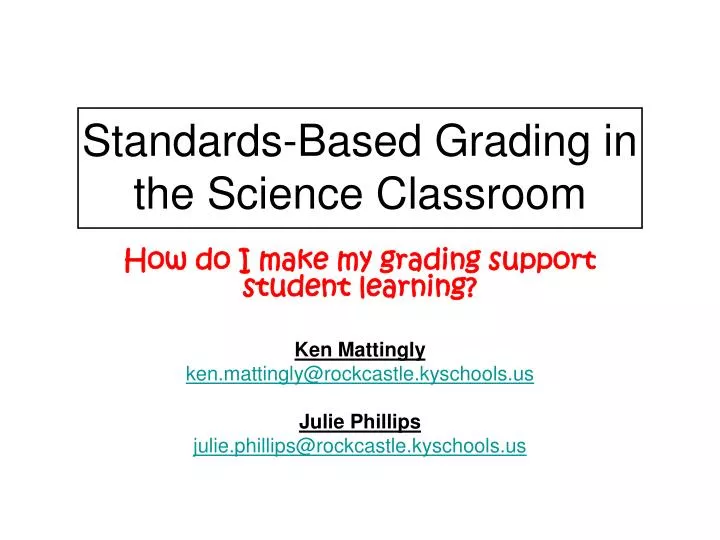 standards based grading in the science classroom