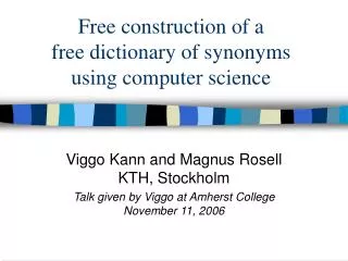 Free construction of a free dictionary of synonyms using computer science