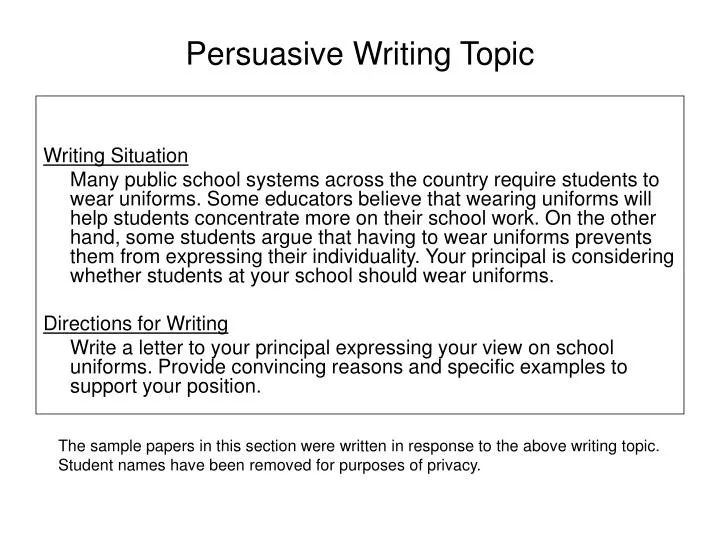 persuasive writing topic