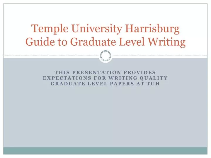 temple university harrisburg guide to graduate level writing