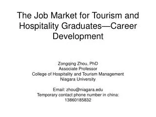 The Job Market for Tourism and Hospitality Graduates—Career Development