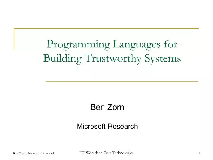 programming languages for building trustworthy systems