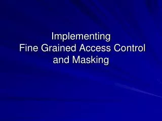 Implementing Fine Grained Access Control and Masking