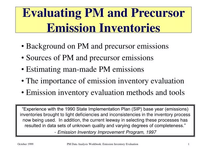 evaluating pm and precursor emission inventories