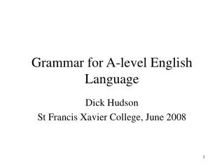 Grammar for A-level English Language