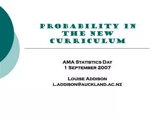 PROBABILITY in the new curriculum