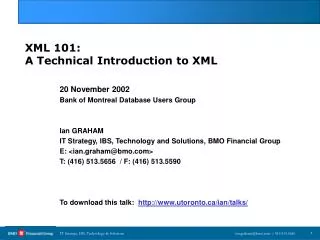 XML 101: A Technical Introduction to XML
