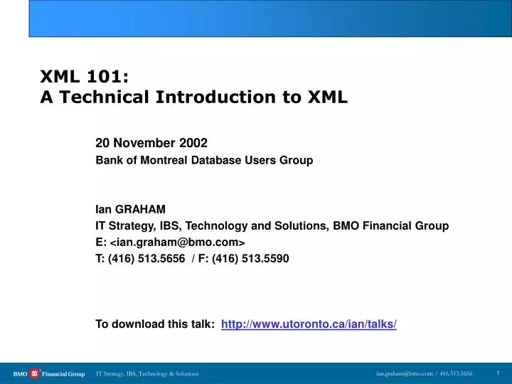 xml 101 a technical introduction to xml