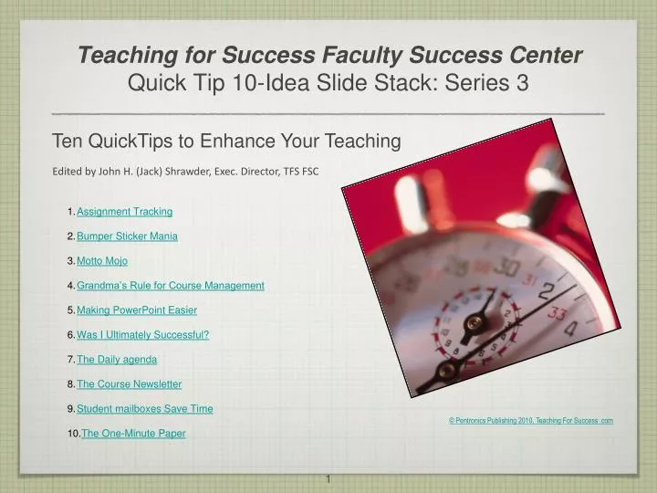 teaching for success faculty success center quick tip 10 idea slide stack series 3