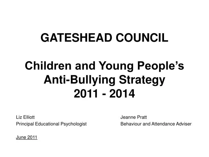 gateshead council children and young people s anti bullying strategy 2011 2014