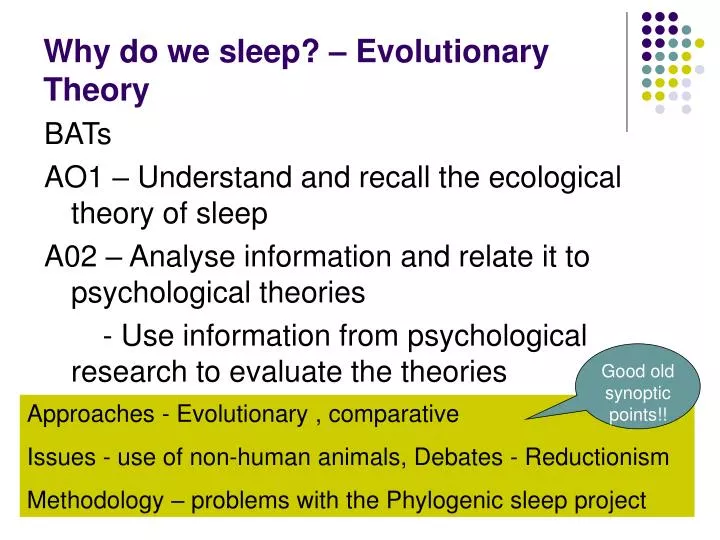 why do we sleep evolutionary theory