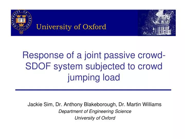 response of a joint passive crowd sdof system subjected to crowd jumping load