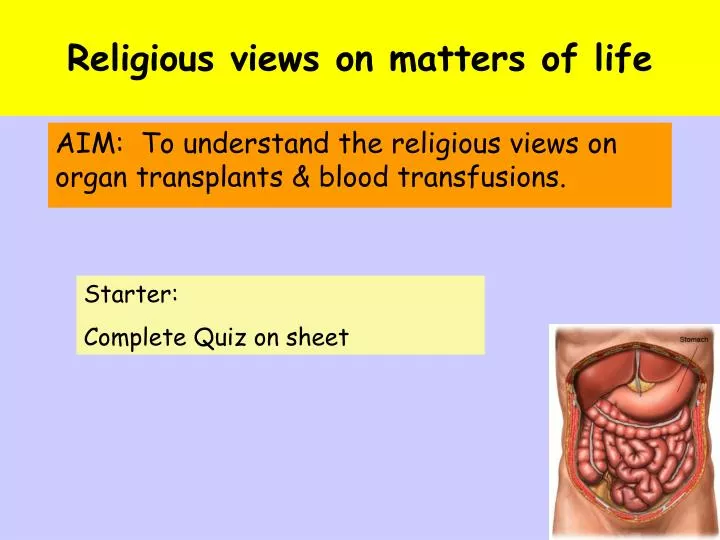 religious views on matters of life