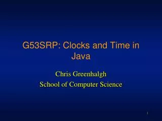 G53SRP: Clocks and Time in Java