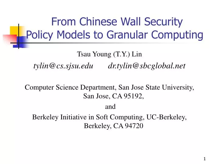 from chinese wall security policy models to granular computing
