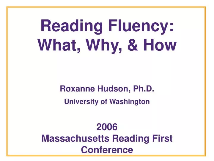 reading fluency what why how