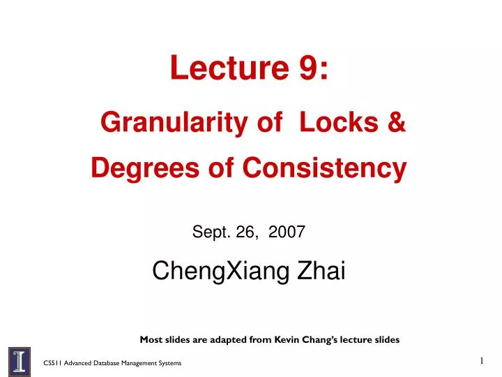 lecture 9 granularity of locks degrees of consistency