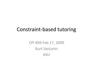 Constraint-based tutoring